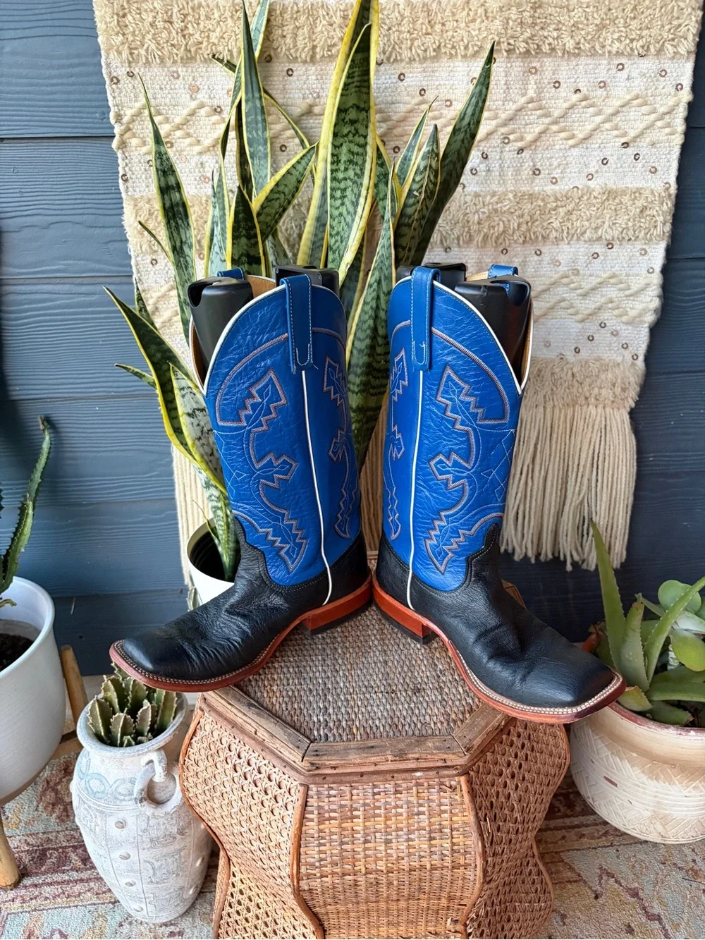Anderson Bean Exotic Ostrich Leather Cowboy Boots Mens Size 9